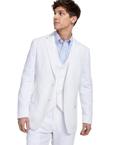 Tommy Hilfiger Mens Modern fit Suit Jacket Blazer 38 S White Solid Stretch Linen