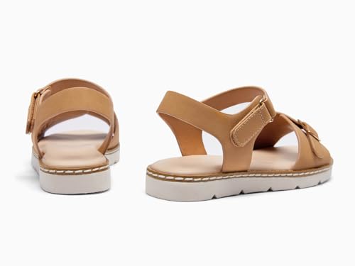 Image of Coutgo Girls Sandals Open Toe Summer Dress Shoes Adjustable Buckle Ankle Strap Comfortable Flats