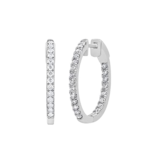 La4Ve 0.50-2.00 Carat Diamond Sterling Silver Hoop Earrings For Women,Inside Out Round Cut Pave Lab Grown Diamond Earings (J, Vs-Si) Fine Jewelry For Girls, Gifts For Women #TOP14