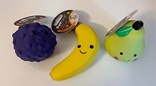 Surrey FeedLatex Squeaky Dog Toys Variety Pack - Fruit Design SMALL (Blackberry/Banana/Pear)