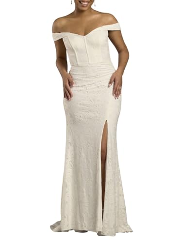 David's Bridal Corset Bodice Lace Off-The-Shoulder Wedding Dress