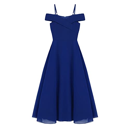 Flower Girls Chiffon Dress Off Shoulder Wedding Birthday Dance Prom Ballroom Party Gown Evenings A-Line Dress