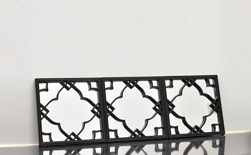 DEENZ 25x25cm Set Of 3 Moroccan Tile Mirrors Moroccan Wall Art Hanging Mirror Square For Hanging And Wall Decor Small Home Accessories Gifts (Black)