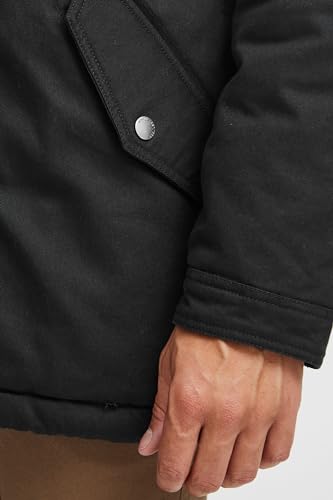 !Solid SDDarnell Herren Winterjacke Parka Mantel gefüttert mit Teddy-Futter Kapuze Kordelzug Druckknöpfe Baumwolle Regular fit, Größe:L, Farbe:Black (9000)