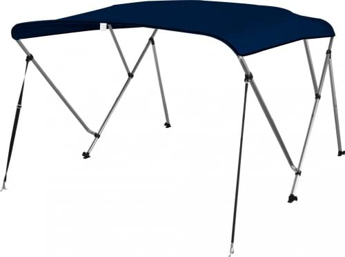 Bimini Top Deluxe Sonnenschutz mit 3 Armen, Aluminium, L183xH117cm, Verschiedene Breiten, dunkelblau Bootsverdeck Bootabdeckung Sonnenverdeck Biminitopgröße BxLxH: 137-152x183x117 cm