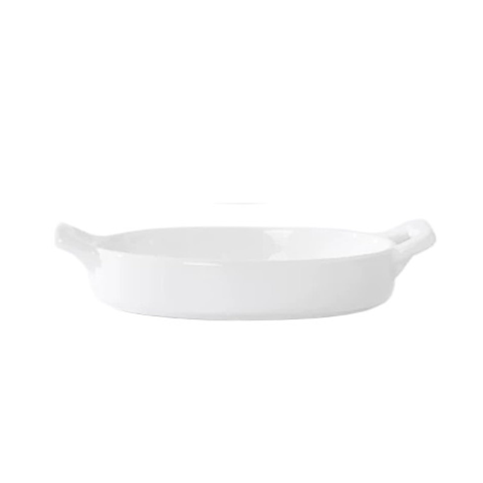 Platos de Hornear Fuente for Hornear De Cerámica Pequeña con Dos Asas for El Hogar Platos de Horno Lasaña(Blanco)