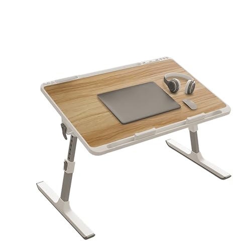 Faltbarer Laptop-Schreibtisch, Holzmaserung, große Fläche, Größe XXL, 70 x 45 cm, 8 Höhen und Winkel, verstellbarer Betttisch, Lerntablett, Laptop-Ständer für Bett, Couch, Sofa mit 2 Stoppern