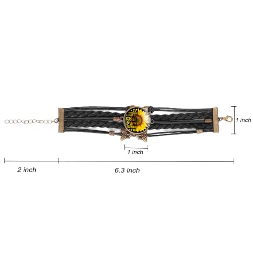 Image of Boho Sunflower Gifts Sunflower Leather Bohemian Bracelet Birthday Gifts for Women Teens Granddaughter Wife Daughter Mom Friendship Bracelets for Her