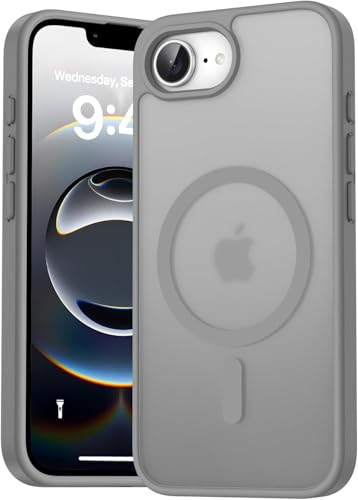 Image of Elzzi Magnetic for iPhone16e /17e Case (Compatible with MagSafe)(Military Grade Drop Protection) Slim Translucent Matte Shockproof with Anti-Fingerprint Phone Case,Grey