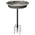 VIVOHOME Oval Polyresin Bird Bath Bowl with Metal Stake, 29 Inch Height Outdoor Freestanding Birdfeeder, Capacity 1.3 Gallons, 5-Pronged Base, Gray