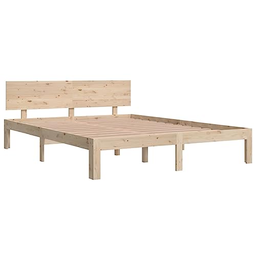 vidaXL Estructura de Cama Somier Dormitorio Matrimonial Base Habitación Muebles Mobiliario Hogar Cuarto Descanso Madera Maciza 150x200 cm