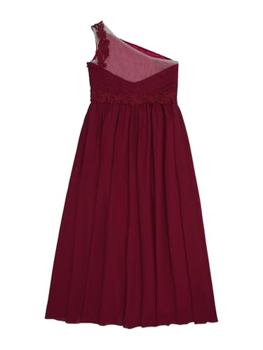 Sywiyi Girls One Shoulder Ruched Chiffon Maxi Dress Junior Bridesmaid Dress Flower Girls Dress Dance Prom Gown3