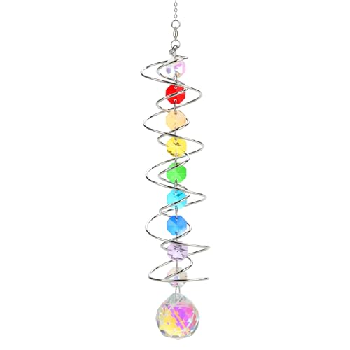 Gwahsa Suncatcher Wind Spinner Gazing Ball Spiral Tail, Crystal Sun Catchers With Seven Chakra Beads Window Hanging For Indoor Home Outdoor Garden Decor Wedding Birthday Party Gifts For Girl Women Mom thumb #5