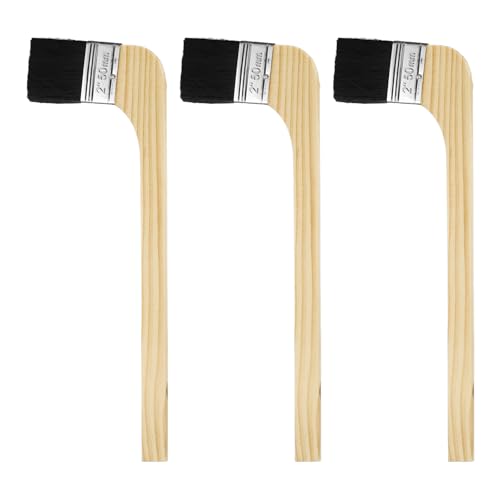 sourcing map Lot de 3 pinceaux de peinture réutilisables de 5,1 cm de large - Pinceaux coudés et courbés pour radiateur, peinture à l'huile au latex, traitement des meubles, murs, noir