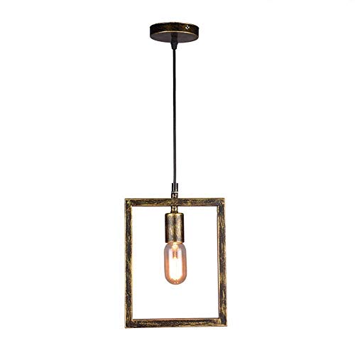 Lámpara de techo colgante industrial GZZ Deng con marco de hierro de 20x25cm para comedor y salón