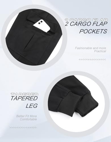 Suwangi Mens Jogger Tracksuit Bottoms Jogging Sweatpants Gym Athletic Slim Fit Cotton Casual Elastic Waistband Trousers with Multi Pocket Black - Image 5