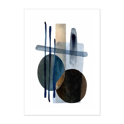 Affiches mur art impression toile géométrique salon bleu beige 60x80
