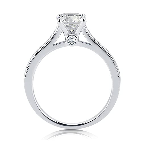 BERRICLE Sterling Silver Solitaire Wedding Engagement Rings 1 Carat Round Cut Cubic Zirconia CZ Promise Ring for Women, Rhodium Plated4