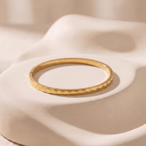 Image of PALMONAS 18k Gold Plated Gilded Haze Bangle Bracelet for Women - Jewellery Gift for Girls & Women | Waterproof & Anti-Tarnish Bracelet, Stylish & Trendy Bracelets for Ladies