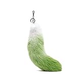 URSFUR Huge Fox Tail Keychain Cosplay Toy Bag Pendant Tassel Key Chain Hook - green