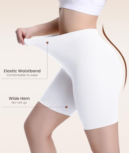 Image of 3 Pack Slip Shorts for Under Dress with Pocket Smooth Anti Chafing Shorts Women Bike Shorts