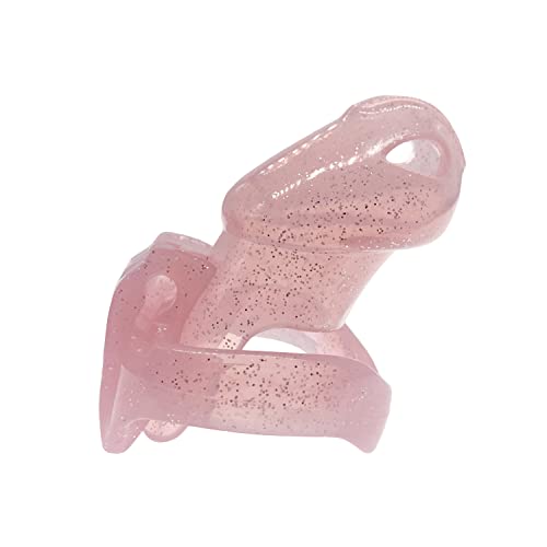 Image of HT-V4 Chastity Cage for Men | 5 Adjustable Wide Rings & 6 Colors | Beginner-Friendly | Adult Sex Toy with Sizing Guide (Pink with Silver Sparkles, Standard)