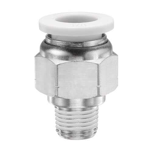 QUARKZMAN Racor De Conexión Rápida 3/8' Tubo OD X 1/8' Rosca NPT Macho Unión Recta Racor De Cobre Para Sistema De Frenos De Aire De Remolques De Camiones Semi, Blanco