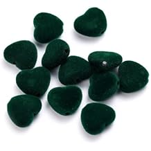 12.5mm Acrylic Heart Shape Flocking Felt Spacer Beads Necklace Tassels Charms Earrings for Jewelry Finding Flocking Felt 10pcs Dark Green
