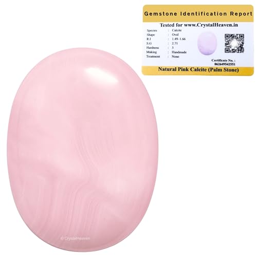 Image of Certified Pink Calcite Crystal Palm Pebbles Stones for Anxiety Stress Relief Massage - AAA Grade Original Healing Gemstone Agate Palm Stone for Yoga Meditation Spiritual Reiki Feng Shui