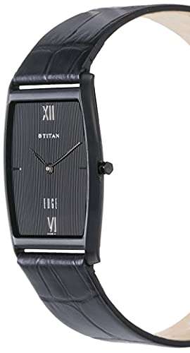 Titan Edge Quartz Analog Black Dial Leather Strap Watch for Men-NS1044NL01 - Image 2