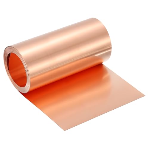 QUARKZMAN Reine Kupferblechrolle 0.3mm 22Ga Dick T2 Kupferblech 6100mm x 153mm/20Ft x 6in Kupferstreifen Weiches Kupferfolienblech Für Handwerk Elektro Hausreparatur
