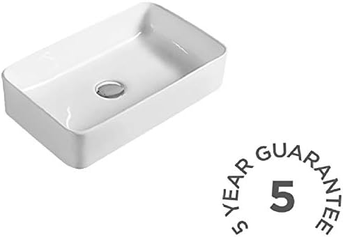 Hudson Reed NBV180 Modern Bathroom Rectangular Countertop Vessel Sink Basin, 120mm x 465mm x 235mm, White