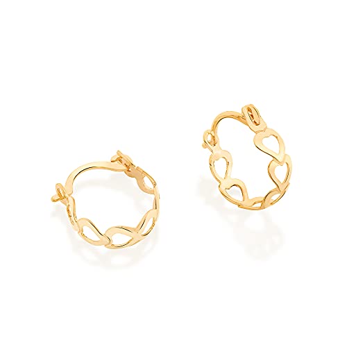 Brinco Rommanel Banhado Ouro Argola Com Corações Vazados Adulto/Infantil 523351