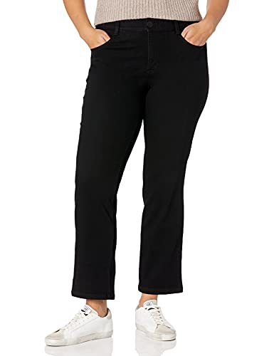 Vintage America Blues womens F'ab Body Sculpt Straight Leg Denim Jeans, Black, 16 US