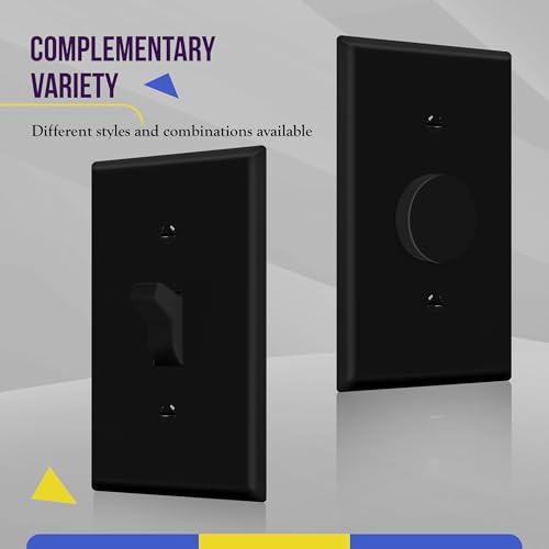 ENERLITES Toggle Light Switch Wall Plate, Gloss Finish, Standard Size 1-Gang 4.50" x 2.76", Unbreakable Polycarbonate Thermoplastic, 8811-BK-10PCS, Glossy Black, 10 Pack