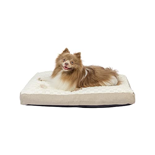 Armarkat Mat Model M12Hmb/Mb-M Medium With Handle, Dog Crate Mat With Poly Fill Cushion & Removable Cover, Beige/White #TOP6