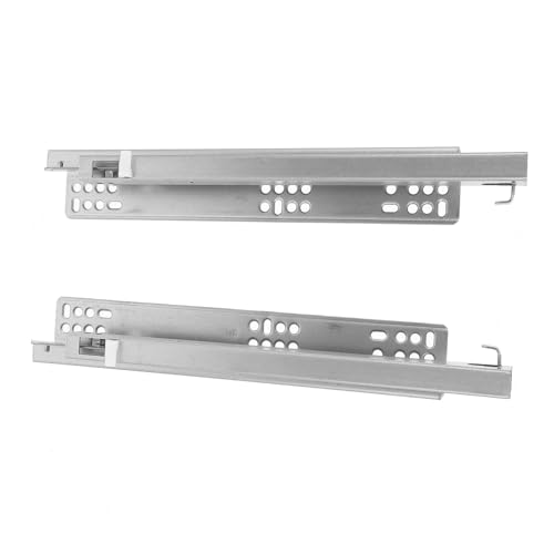 NULYLU 2pcs Hidden Buffer Slide Drawer Track Slides Bottom Mount Drawer Rails Drawer Guide Rail Kitchen Drawer Slides Drawer Guides Drawer Glides Side Drawer Slides Stainless Steel Silver