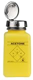 MENDA 35277 durAstatic HDPE ESD Safe One-Touch Pump Dissipative Bottle, Acetone Printed, Yellow, 6 oz Volume