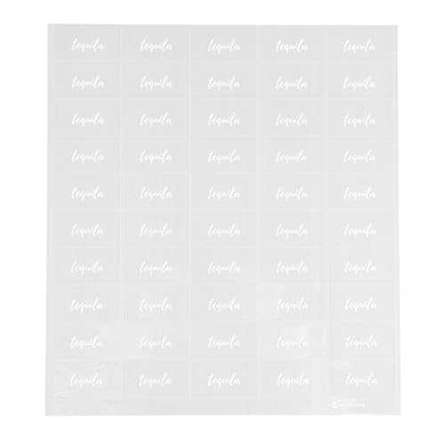 Restaurantware-Label Tek 1.9 x 1 Inch Tequila Juice Bottle Labels, 100 Self-Adhesive Labels For Bottles - Resists Condensation, For Drink Pouches, Clear With White Font Plastic Water-Resistant Label