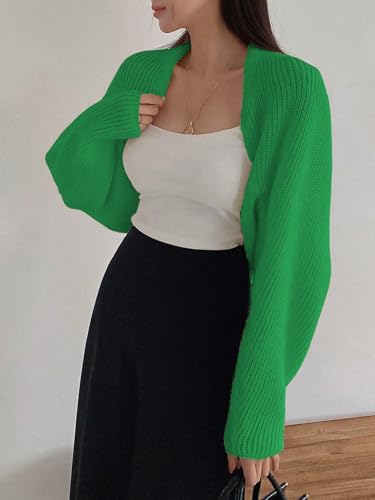 Image of SweatyRocks Women's Open Front Cropped Cardigan Long Sleeve Bolero Shrug Sweater