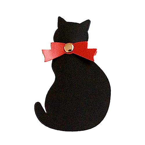 moin moin しおり ブックマーク 黒猫 赤 リボン/猫 ねこ レッド 合皮 皮 レザー かわいい おしゃれ 挟む クリップ シルエット 影絵 2307sor98