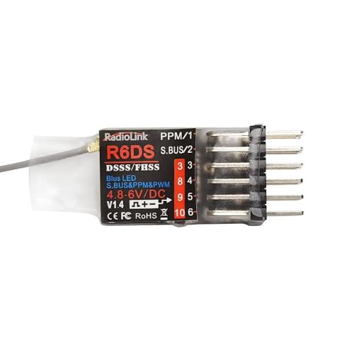 Radiolink R6DS 2.4GHz RC Receiver 6/10 Channels SBUS/PWM/PPM for Drones Aircraft Fixed Wing Compatible with AT9S/AT9S Pro/AT10/AT10II