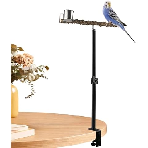 Natural Wood Bird Perch Stand,18-27 Inch Adjustable Height Parrot Perch,Bird Training Perch Stand,Bird Play Stand for Indoor and Outdoor,Bird Stand for Small to Medium Birds Cover