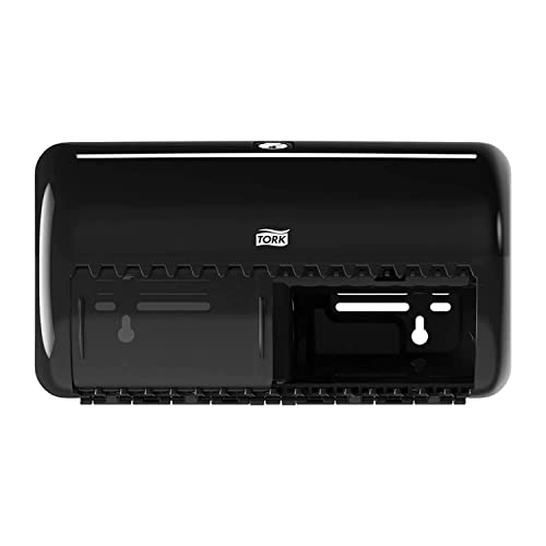 Tork 557008 Spender für Kleinrollen Toilettenpapier T4 in Schwarz / Hygienischer Papierspender für Toiletten im Elevation Design