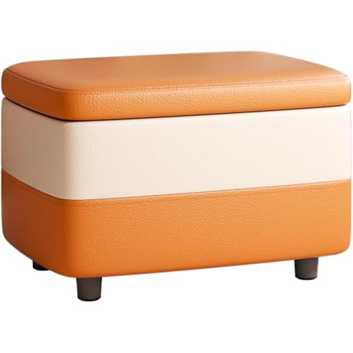Repose-pieds rectangulaire orange rembourré assise dressing confortable - 2