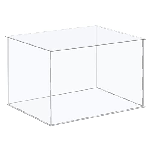 sourcing map Acrylic Display Case Plastic Box Cube Storage Box Clear Assemble Showcase 16.1x12.2x10.2 Inch for Collectibles