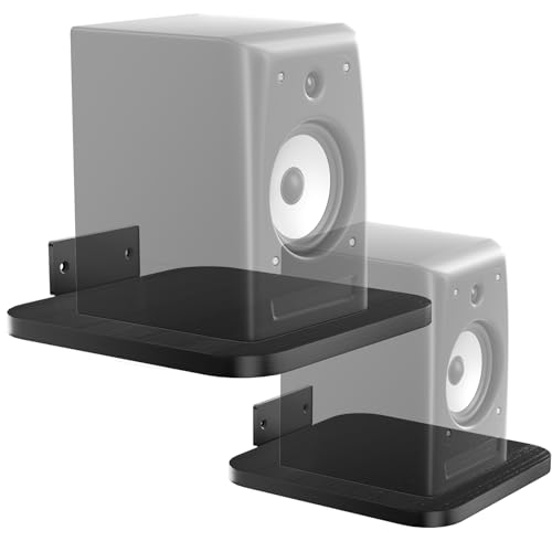 Image of WALI Speaker Wall Mount, Heavy Duty Bookshelf Speaker Floating Wall Shelves, Surround Sound Speakers Stand for Living Room, Home Theater and Gaming Room, Holds up to 55 Lbs, (SWM302B), 1 Pair, Black