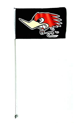 JLP 6 Ft Tall 1/4 In pole 12x19 Raptor Warrior YFZ450 Blaster ATV Whip Flag Woody