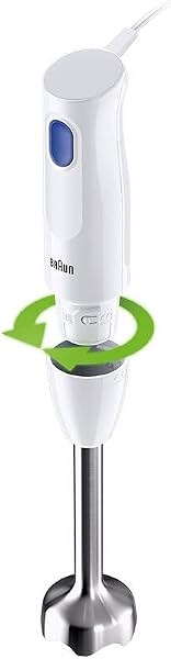 Visita lo Store di Braun Braun Multiquick1 MQ10.001PWH MINIPIMER 5 ANNI DI ASSISTENZA, Leggero, con Bicchiere graduato 600ml, Sistema EasyTwist per cambiare facilmente accessorio, Tecnologia Splash Control, 450W, in use