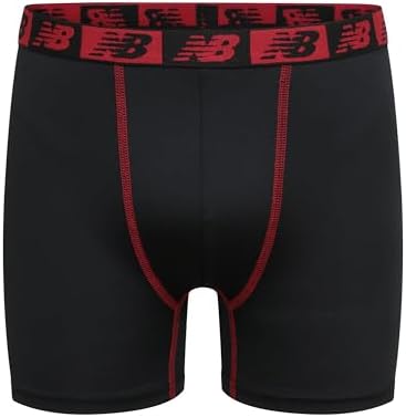 New Balance Boys' 3.5" Underwear, Performance Boxer Briefs (4 Pack), Team Red Thunderbolt Camo/Blue Graphite/Team Red/Black, Large - 4
